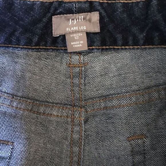 J.jill blue jeans Capri cropped size 12 denim rolled cuff mid rise flare leg - Picture 4 of 5